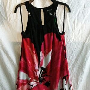 White House Black Market Floral Sleeveless Dress in Black and Pink